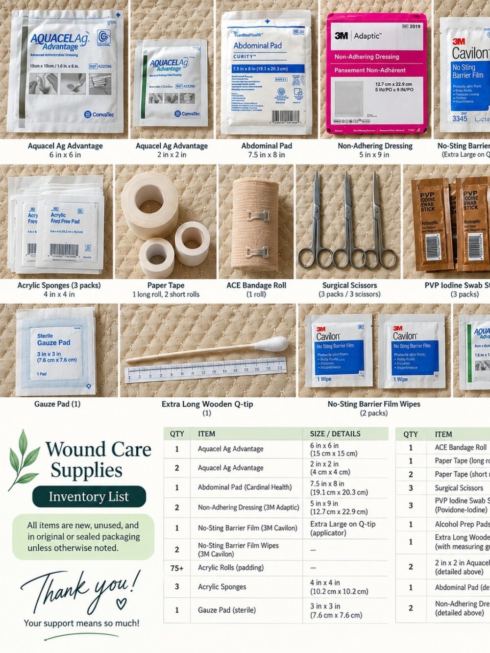 Medical First Aid Kit Supplies — White/Cream — Assorted Brands